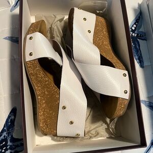 Carvela White Cross-Strap Wedge Sandals